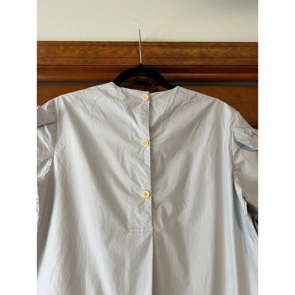 Yune Ho Women’s Cotton Blouse Button Back Ruffle Sleeves Light Blue Size 36 (S) - Picture 9 of 10